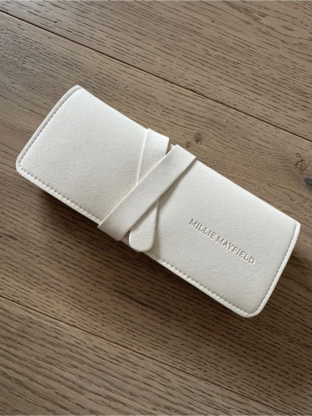 Cream Travel Jewelry Roll Case